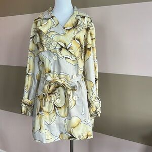 Avenue Double Breasted Floral Rain Coat Size 14/16